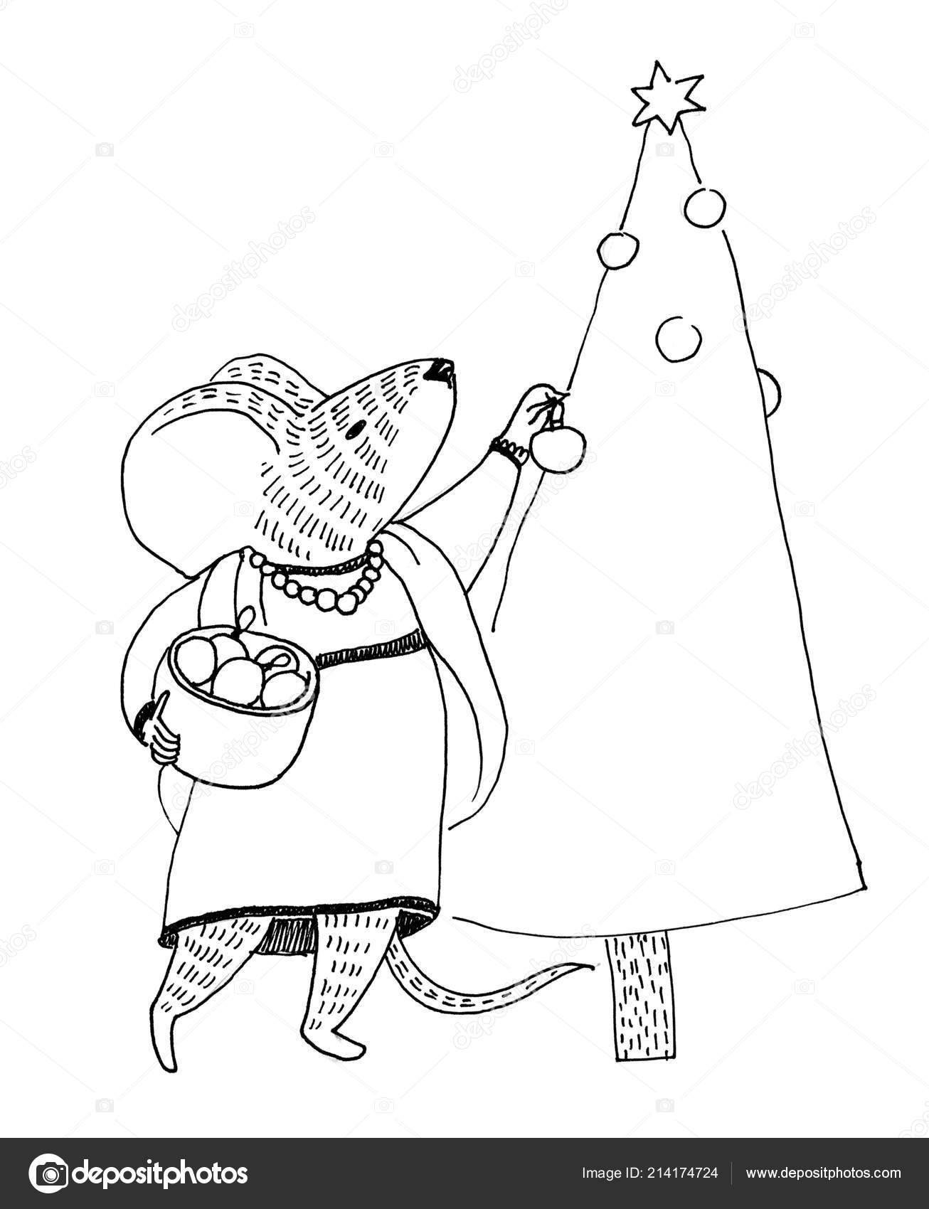 Pen Outline Illustration Coloring Book Cute Animal Humans Humanized