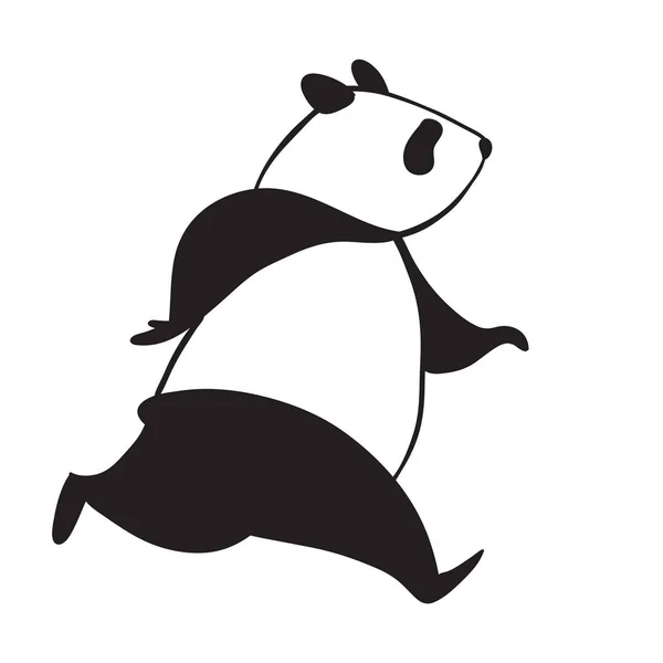 Fekete Fehér Egyszerű Vektoros Illusztráció Panda Fehér Háttér — Stock Vector