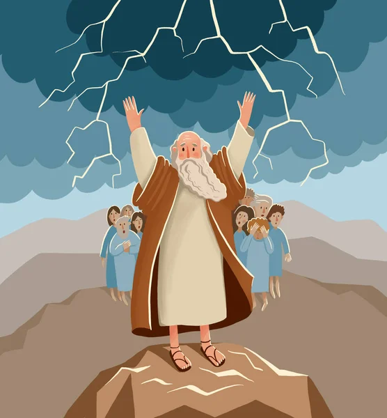 Old Moses stands hans up and potects his people. — Stock Photo, Image