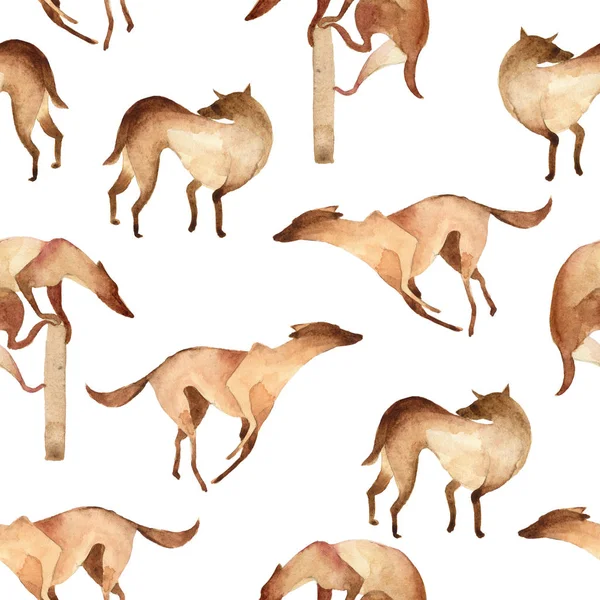 Акварельна ілюстрація. Безшовний візерунок простого коричневого собаки li — стокове фото