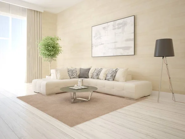 Mock Living Room Modern Style Corner Sofa Fashionable Floor Lamp — Stock Photo, Image