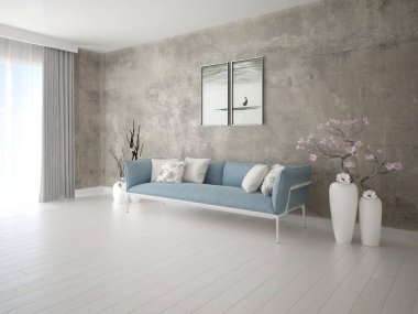 Trendy bir kanepe ve bir şık hipster arka plan ile modern bir oturma odası kadar alay.