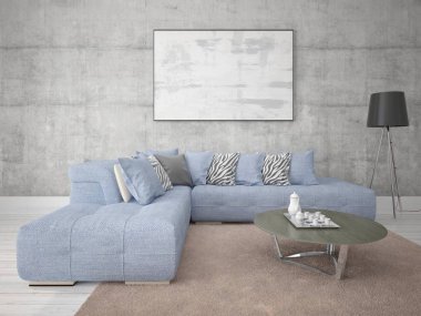 Trendy köşe kanepe ve bir modern hipster arka plan ile şık bir oturma odası kadar alay.