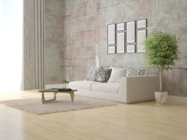 Kompakt rahat kanepe ve şık hipster zemin modern oturma odası kadar alay.