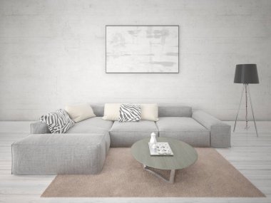 Modern oturma odası ile bir şık köşe kanepe ve yenilikçi zemin kadar alay.