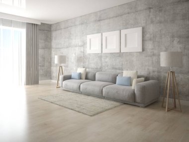 Aydınlık oturma odası büyük bir rahat kanepe ve bir şık hipster fon ile alay.