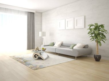 İlginç bir rahat kanepe ve şık bir hipster arka plan ile orijinal oturma odası kadar mock.