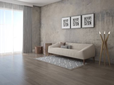 İlginç bir şık tasarım ve trendy hipster fon ile mükemmel oturma odası kadar mock.