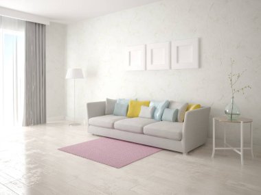 Rahat rahat bir kanepe ve modern bir hipster arka plan ile klasik bir oturma odası kadar mock.