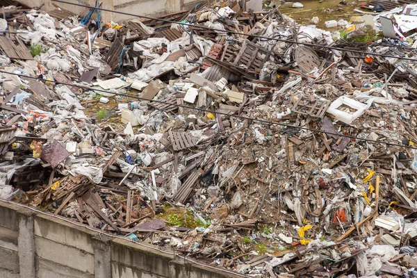 Aerial view junk yard with rubbish dump