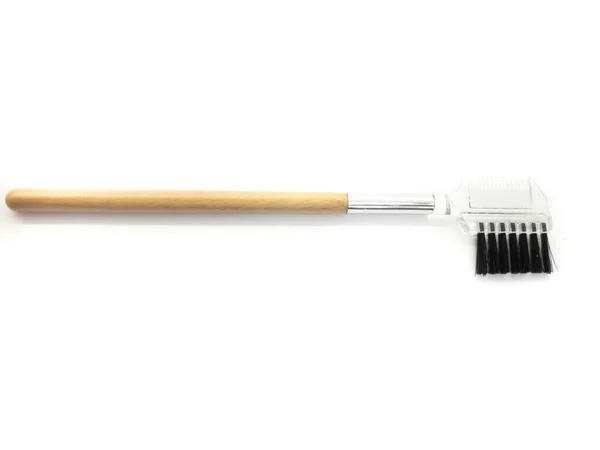 Brosse Sourcils Isolée Sur Fond Blanc Brosse Sourcils Bois Naturel — Photo