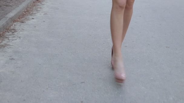 ผู้หญิงที่เดินไปตามเส้นทาง — วีดีโอสต็อก