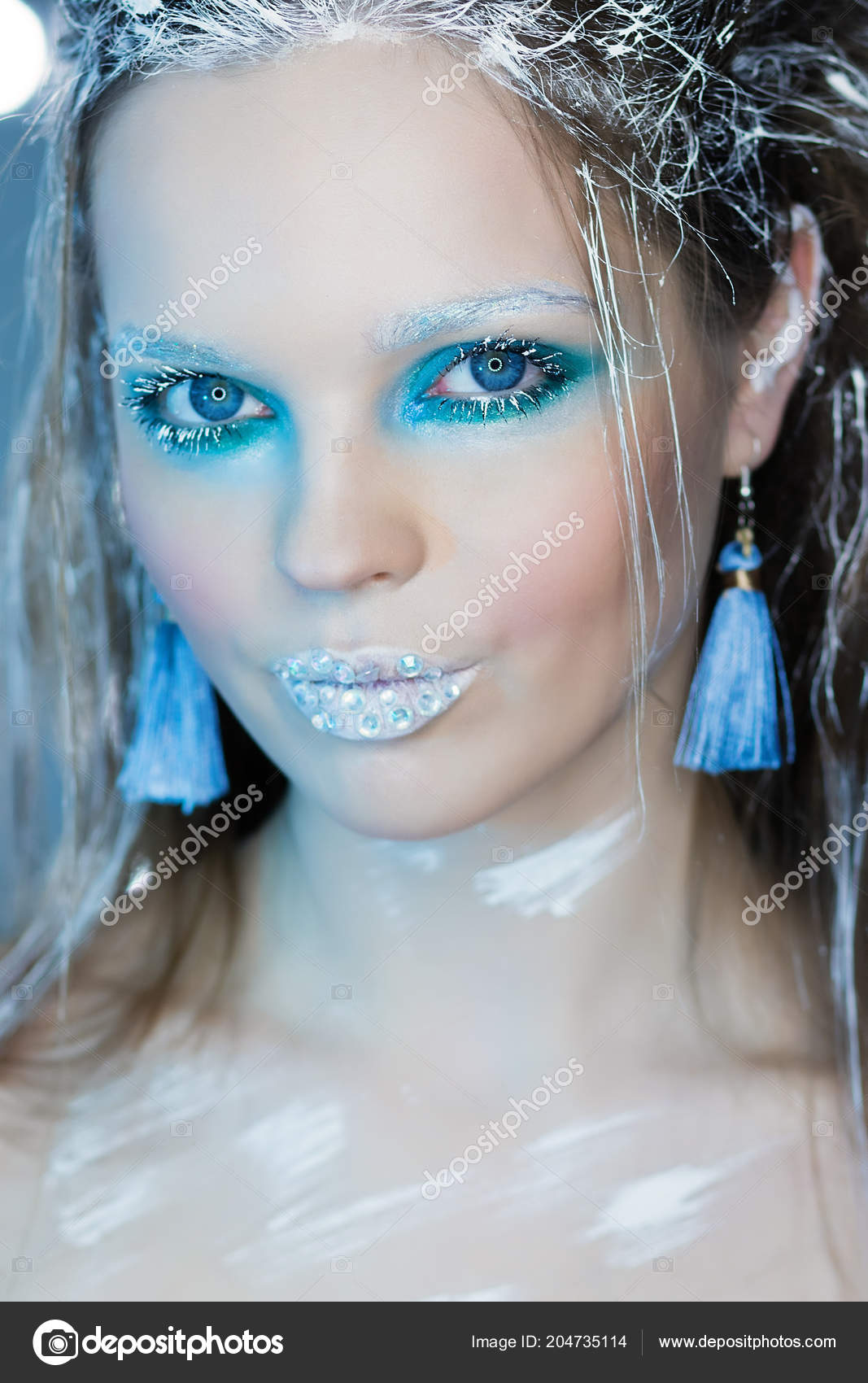 Frosty Makeup - Cool Elegance.Portrait, Close-up On The Face Of A Woman In  A Fancy Makeup. Stock Photo, Picture and Royalty Free Image. Image 38736774.