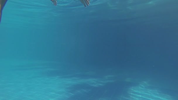 Underwater Shot Unrecognizable Female Swimwear Swimming Clean Water Pool — Stock Video