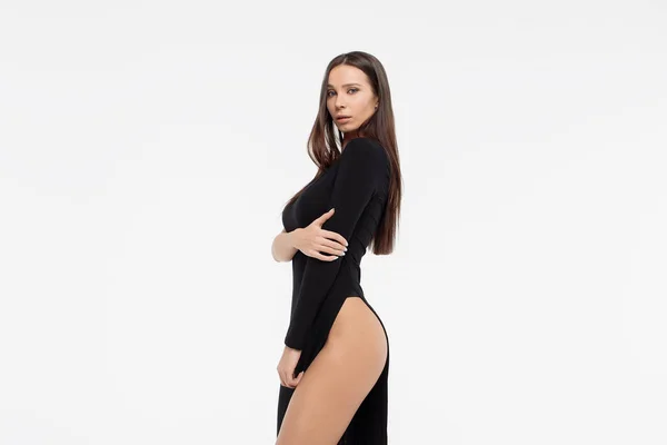 Widok Boczny Zmysłowy Młoda Kobieta Dredy Długie Noszenie Niesamowite Czarnej — Zdjęcie stockowe