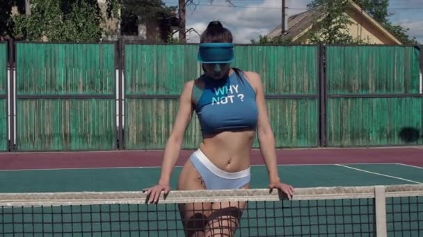 セクシーテニス選手上の裁判所 — ストック動画