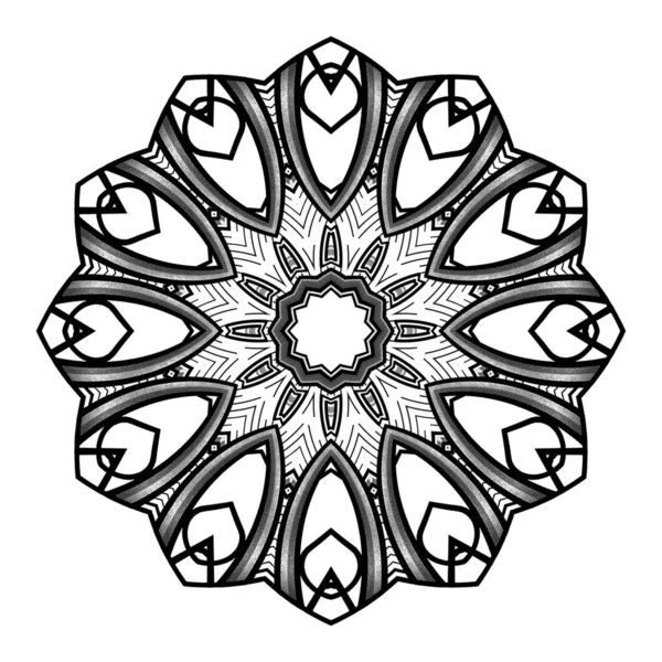Bonito Elegante Mandala Monocromática Simétrica Desenhos Folha Sólida Papel Parede — Fotografia de Stock