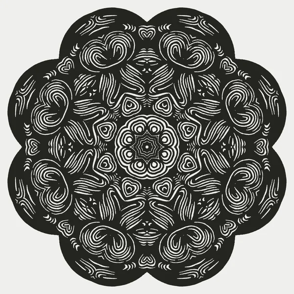 Bonito Elegante Mandala Monocromática Simétrica Desenhos Folha Sólida Papel Parede — Fotografia de Stock