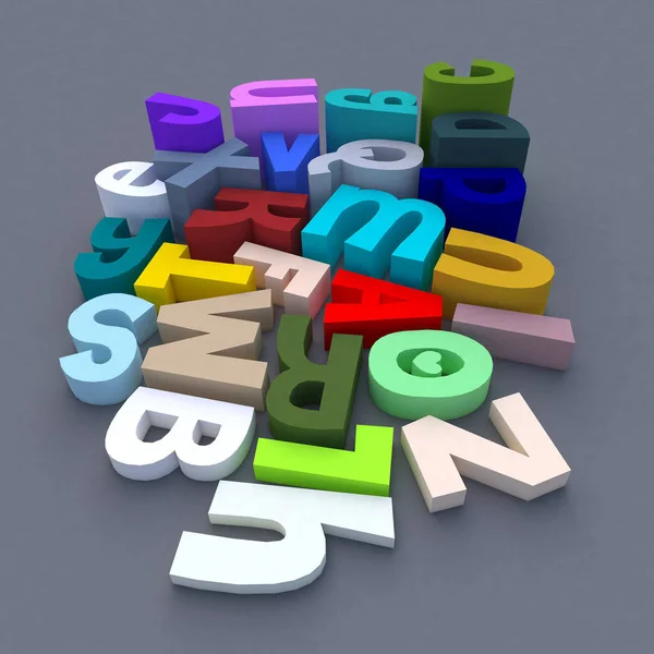 Multi-Colored 3D Alphabets in gray background