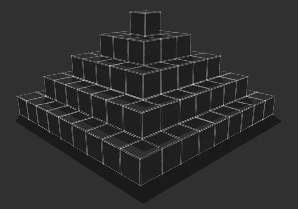 Pyramid Made Out Cubes Sketchy Manner Isolated Background Shadows Design — Stock Photo, Image