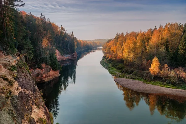 Lilla Floden Gauja Lettland Höst — Stockfoto