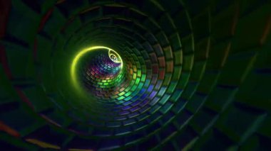 Hipnotik sonsuz neon tünel animasyonu renkli soyut hareket döngüsü tasarımı