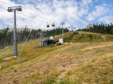 TATRANSKA LOMNICA, SLOVAKIA - Ağustos 2017 Skalnate Pleso İniş Yolu