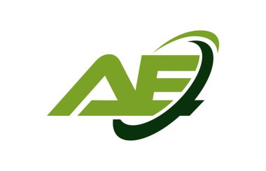 AE Logo Swoosh elips yeşil mektup vektör kavramı