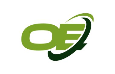 OE Logo Swoosh elips yeşil mektup vektör kavramı