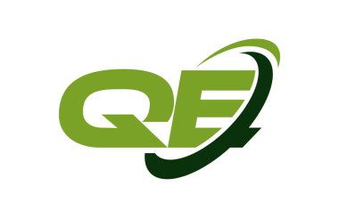 QE Logo Swoosh elips yeşil mektup vektör kavramı