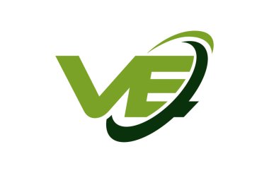 Ve Logo Swoosh elips yeşil mektup vektör kavramı