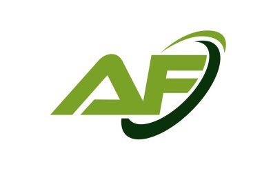 AF Logo Swoosh elips yeşil mektup vektör kavramı