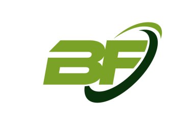 BF Logo Swoosh elips yeşil mektup vektör kavramı
