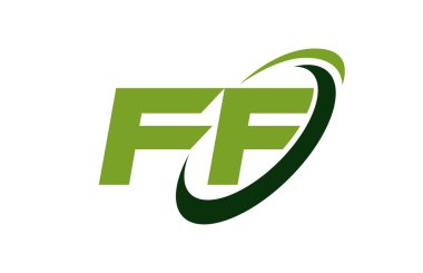 FF Logo Swoosh elips yeşil mektup vektör kavramı