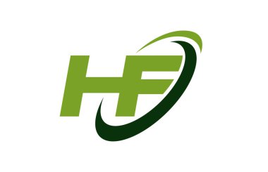 HF Logo Swoosh elips yeşil mektup vektör kavramı