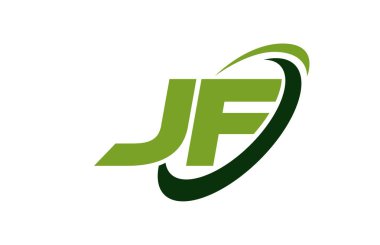 JF Logo Swoosh elips yeşil mektup vektör kavramı