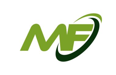 MF Logo Swoosh Ellipse Green Letter Vector Concept clipart