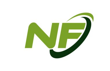 NF Logo Swoosh elips yeşil mektup vektör kavramı