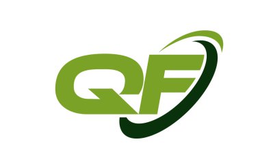 QF Logo Swoosh elips yeşil mektup vektör kavramı