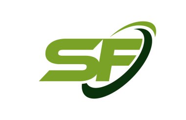 SF Logo Swoosh elips yeşil mektup vektör kavramı