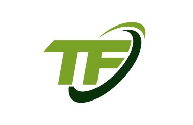 TF Logo Swoosh elips yeşil mektup vektör kavramı