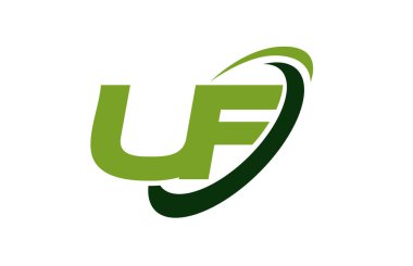 UF Logo Swoosh elips yeşil mektup vektör kavramı