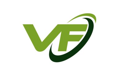 VF Logo Swoosh elips yeşil mektup vektör kavramı