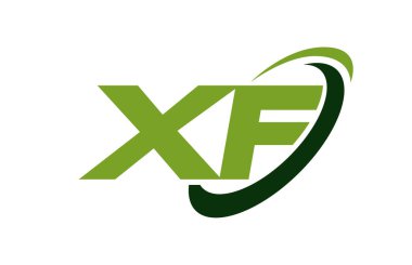 XF Logo Swoosh elips yeşil mektup vektör kavramı