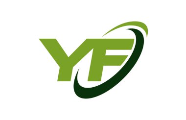 YF Logo Swoosh elips yeşil mektup vektör kavramı