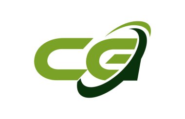 CG Logo Swoosh elips yeşil mektup vektör kavramı