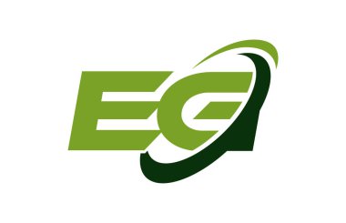 Örneğin Logo Swoosh elips yeşil mektup vektör kavramı