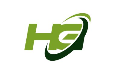 HG Logo Swoosh elips yeşil mektup vektör kavramı
