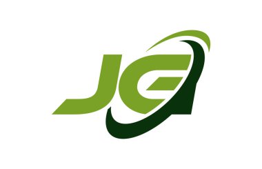 JG Logo Swoosh elips yeşil mektup vektör kavramı