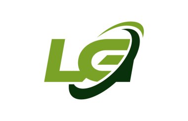 LG logosu Swoosh elips yeşil mektup vektör kavramı